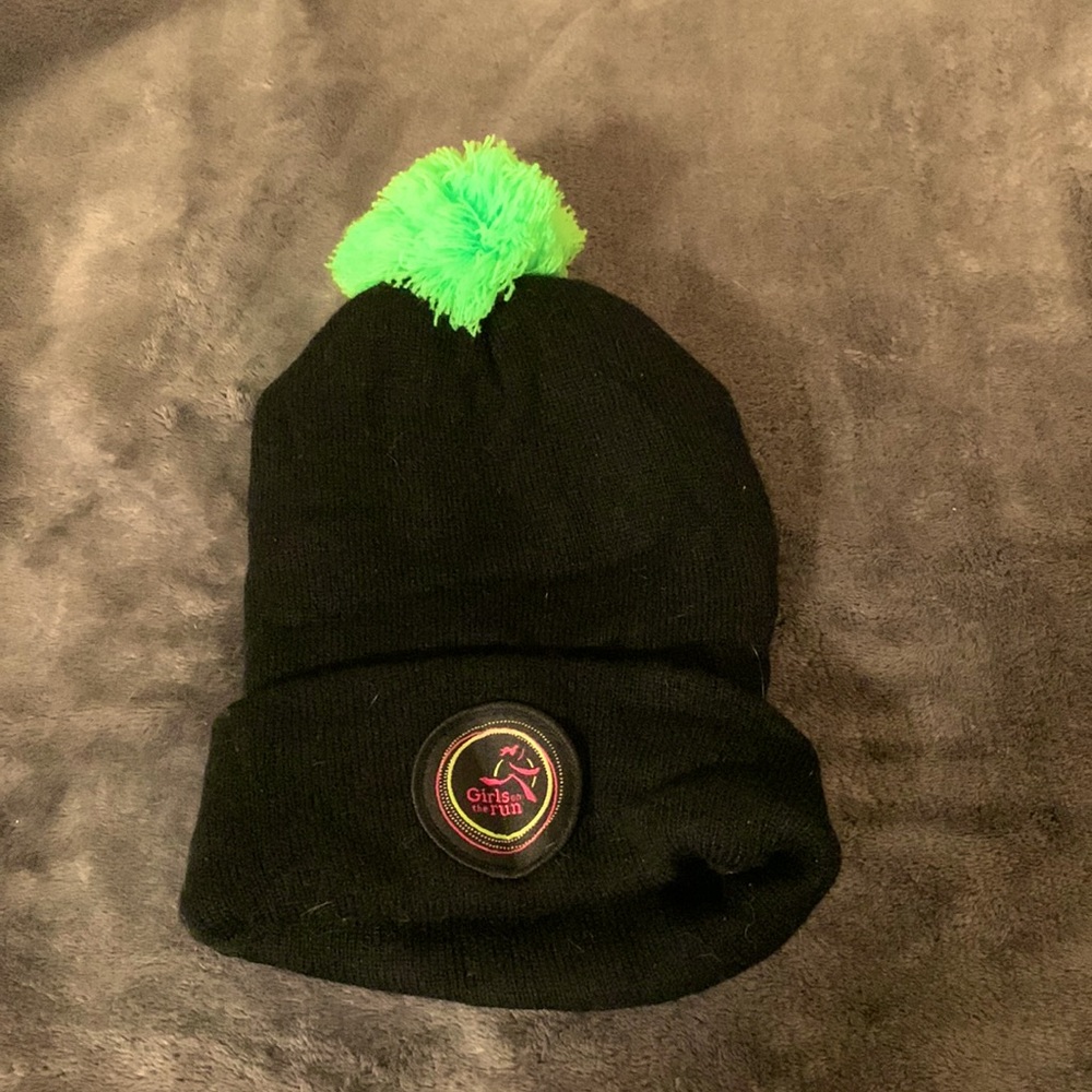 Black and Green Beanie